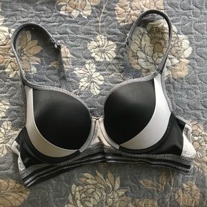36A push up wire black bra sporty